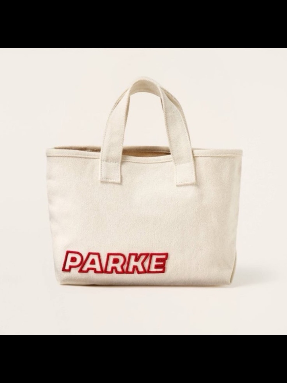 Parke x Target Mini Cream Canvas Tote Bag with Red embroidered Logo